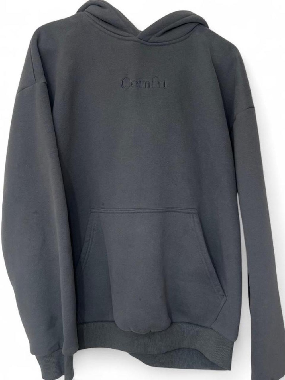 Comfrt gray basic solid logo hoodie sweatshirt casual lounge school winter comfy